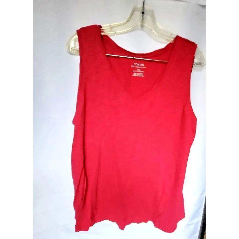 Chico’s Sleeveless Tank Top Red Sz 3 / XL Cotton Modal Blend